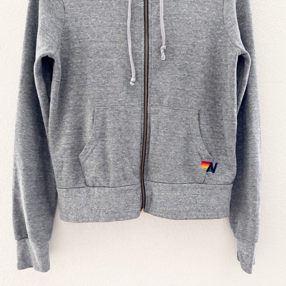 Aviator Nation Bolt Hoodie Zip Cotton Fleece Gray Casual Beach Coastal USA XS - Picture 7 of 15